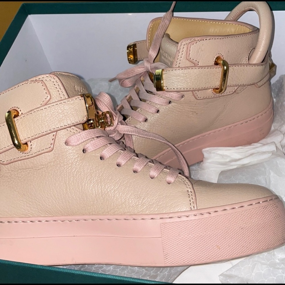 Womens BUSCEMI high-top 100MM sneaker in beige & pink size 38 - Picture 9 of 11